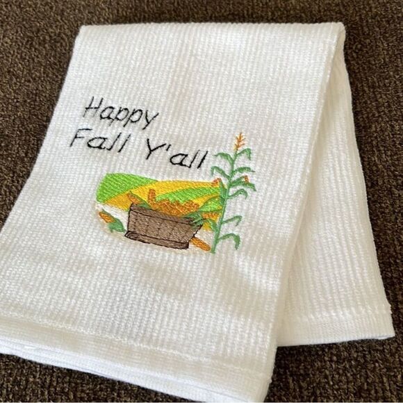 Custom Embroidered Cotton Barmop (2) Towels  “Happy Fall Y’all” “Fall in Love” - Picture 11 of 14